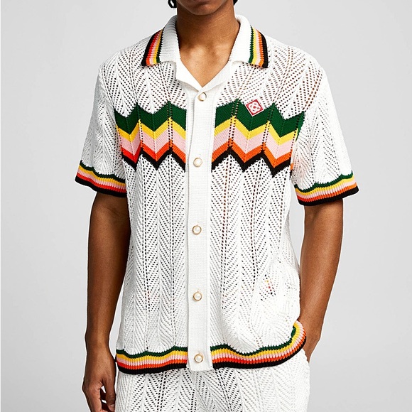 Casablanca Chevron Lace Knit Shirt - Picture 1 of 5